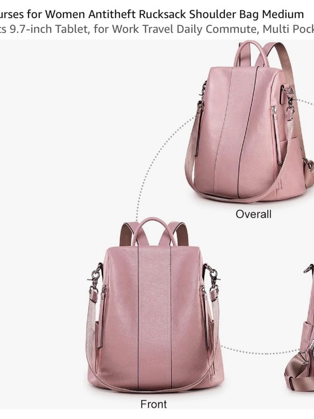 Antitheft Convertible Backpack Purse in Dusty Pink